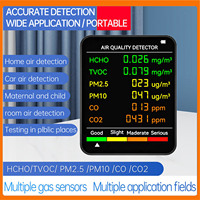 Air Quality Monitor Portable LCD Backlight Screen CO2 TVOC HCHO PM2.5 PM10 Detector with Alarm Air Quality Tester Air Monitor