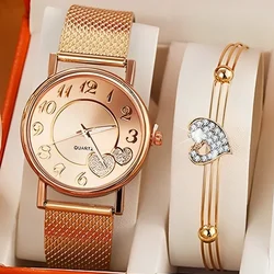 Elegante rosa ouro coração dial relógio feminino simples temperamento estudante à prova dwaterproof água feminino de alto nível relógios de luxo feminino