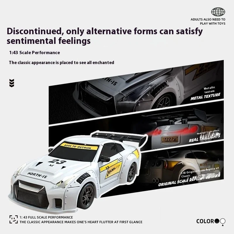 รถดริฟท์บังคับวิทยุ RC รุ่นใหม่ ขนาด 1:43 ความเร็วสูง GTR พร้อมระบบไจโรสโคป ควบคุมการเลี้ยวและเร่งความเร็ว ระบบขับเคลื่อนสี่ล้อ