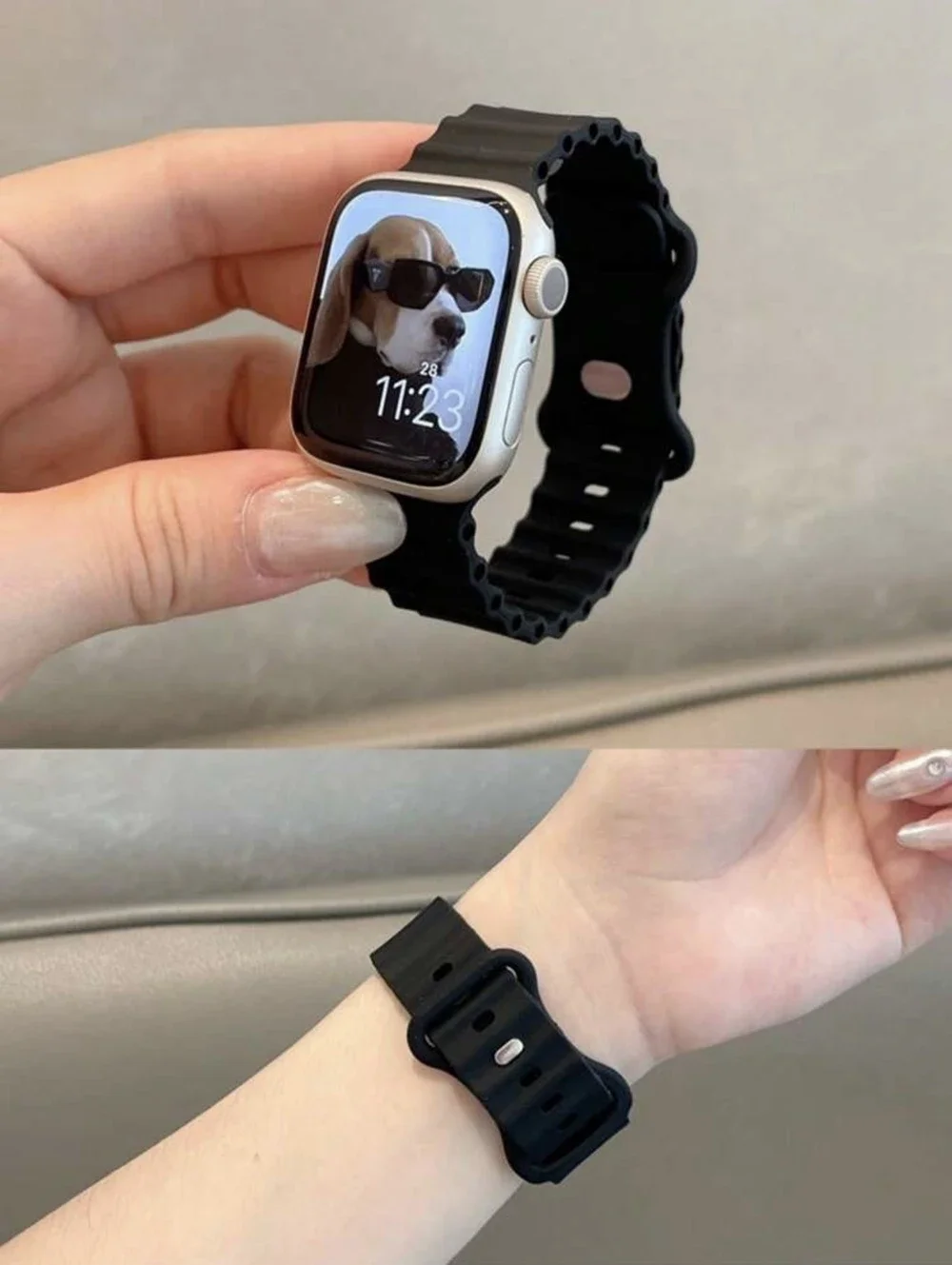 Nice Breathable Silicone Strap For Apple Watch band women Series Ultra 10/9/8 38mm 40mm 41mm 42mm 44mm 45mm 46mm 49mm