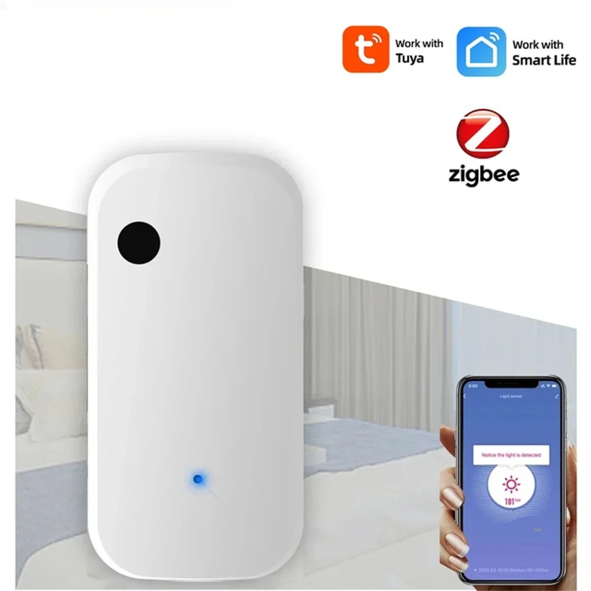 Sensor de iluminación Tuya ZigBee, Detector de brillo de bombilla, interruptor inteligente, Control de enlace de escenas, aplicación Smart Life