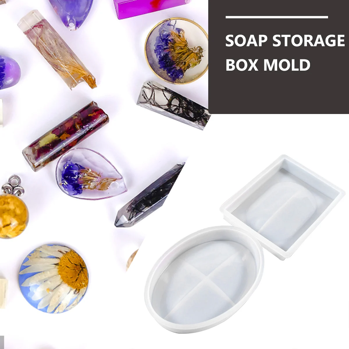 2 Pcs Soap Storage Box Mold Silicone Handmade Craft Epoxy Resin Molds White Easy Demold Clean Lasting Practical