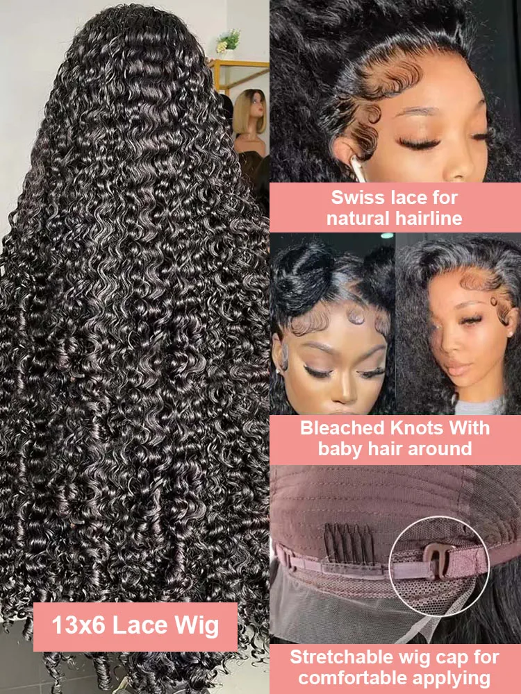 13x4 7x5 Glueless Wig Human Hair Ready To Wear 13x6 Curly Hd Lace Front Wig Wear And Go Deep Water Wave Wigs For Women Pre Cut