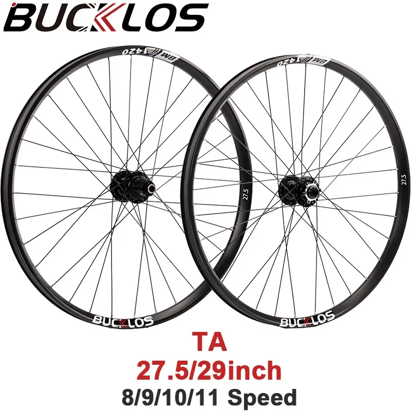 BUCKLOS 자전거 휠셋, 스루 액슬 자전거 휠 림, 1.9 2.5 타이어, HG 자전거 부품, 27.5 인치, 29 인치 MTB 휠셋, 100x15mm, 142x12mm