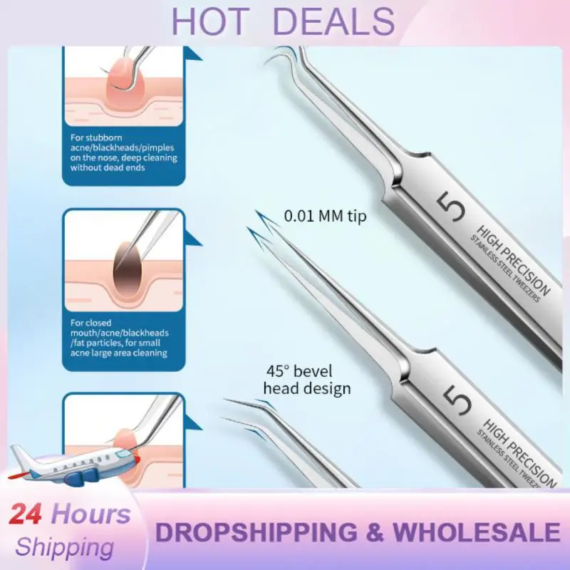 Tweezers And Resistant To Slipping Feels Comfortable 5 Specifications 1 Set Blackhead Needle Acnetools Stable To Grip Blackhead