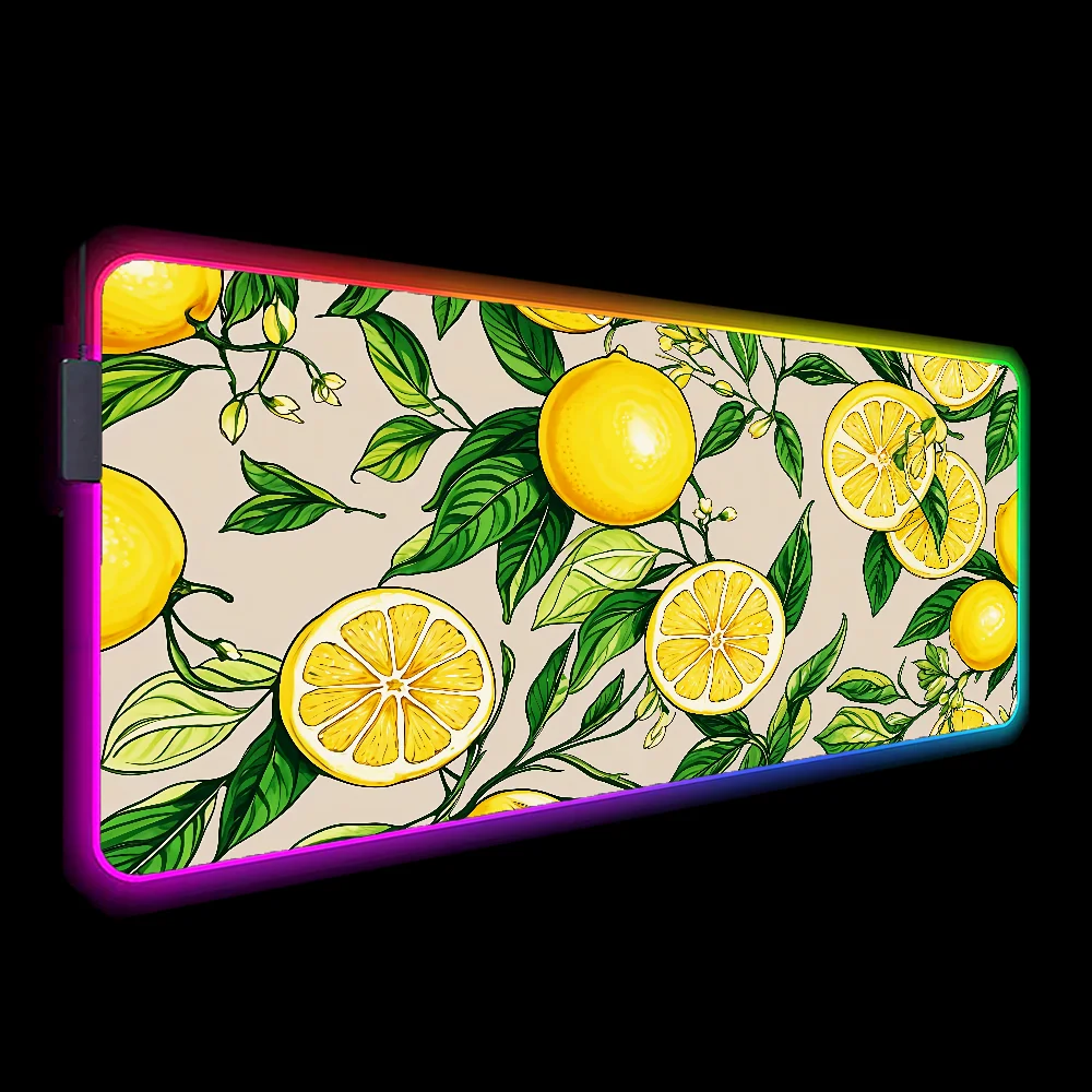 Gaming Mouse Mat Backlit Lemon Mousepad Rgb Mouse Pad Kawaii LED Mause Pad Gamer Gaming Desk Accessories Deskmat Mats Anime Pc