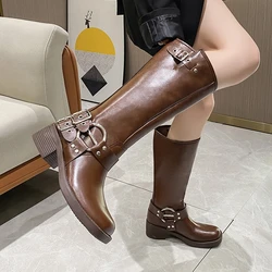 Motorcycle Boots Women's INS Hot Sale Shoes Platform Combat Botas Women Boots Trend 2023 Goth Cowboy Boot