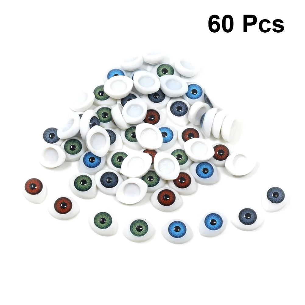 60pcs DIY Eyes Material Plastic Oval Glass Eyes DIY Plush Toy Accessories Scrapbooking Crafts Projects for Home Classroom (