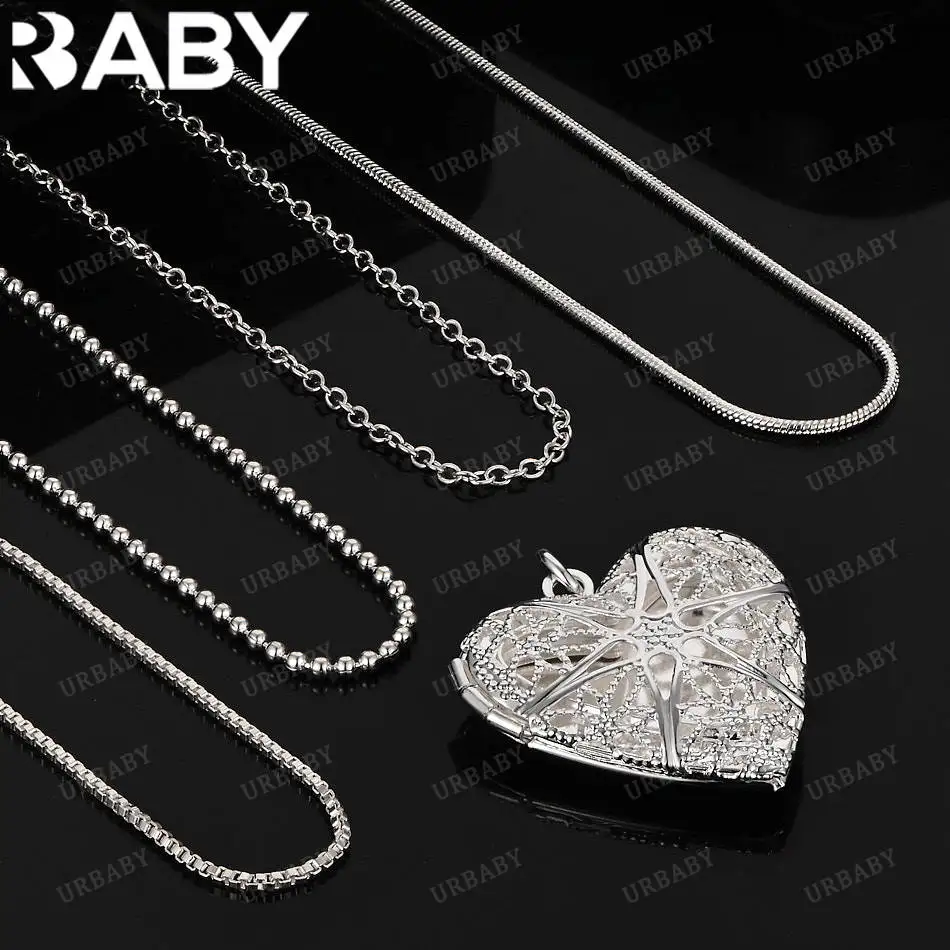

URBABY 40-75cm 925 Sterling Silver Heart Pendant Necklace For Women Charm Trend Birthday Gifts Fashion Party Fine Jewelry