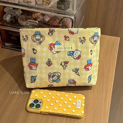 Hello Kitty Sanrio Cosmetics Bag Kawaii Cartoon Student Zipper Printing Travel Clutch Bag Cosmetics Storage Bag Canvas Bag Toys﻿