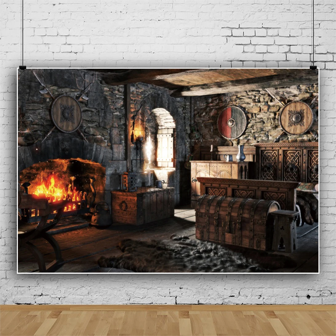 Laeacco Western Old House Kitchen Vintage Fireplace Rural Farmhouse Interior Decor Background Kids Portrait Photography Backdrop