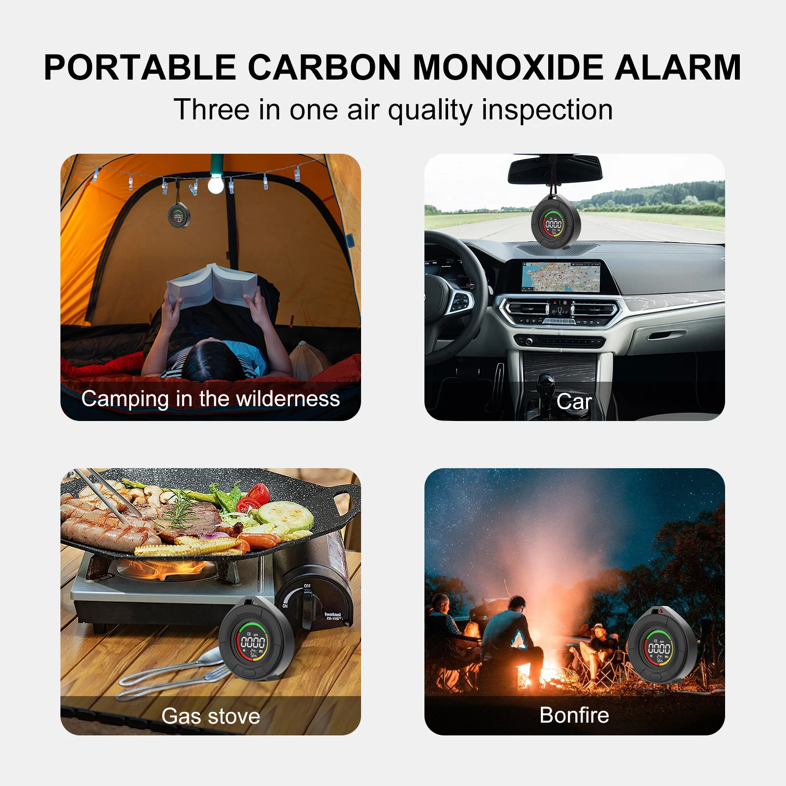 Mini Carbon Monoxide Detector CO CO2 Air Quality Portable Monitor HD LED Screen USB Charging for Indoor and Travel