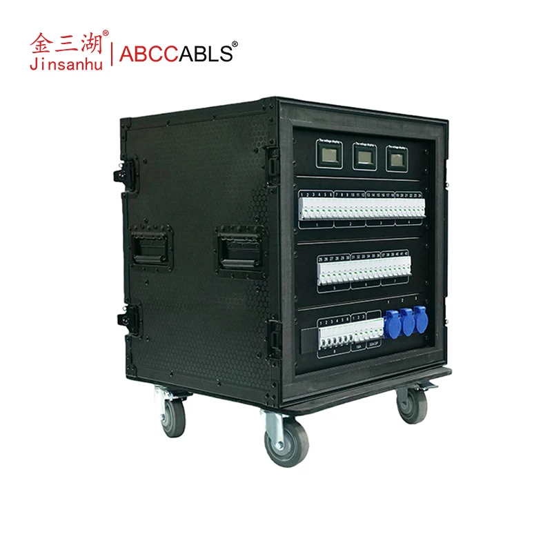 ABCCABLS 125A 3-Phase Stage Power Distribution Rack, 8-Way Powercon & 42-Way 16A/32A Outputs, Tour-Grade Aluminum Case