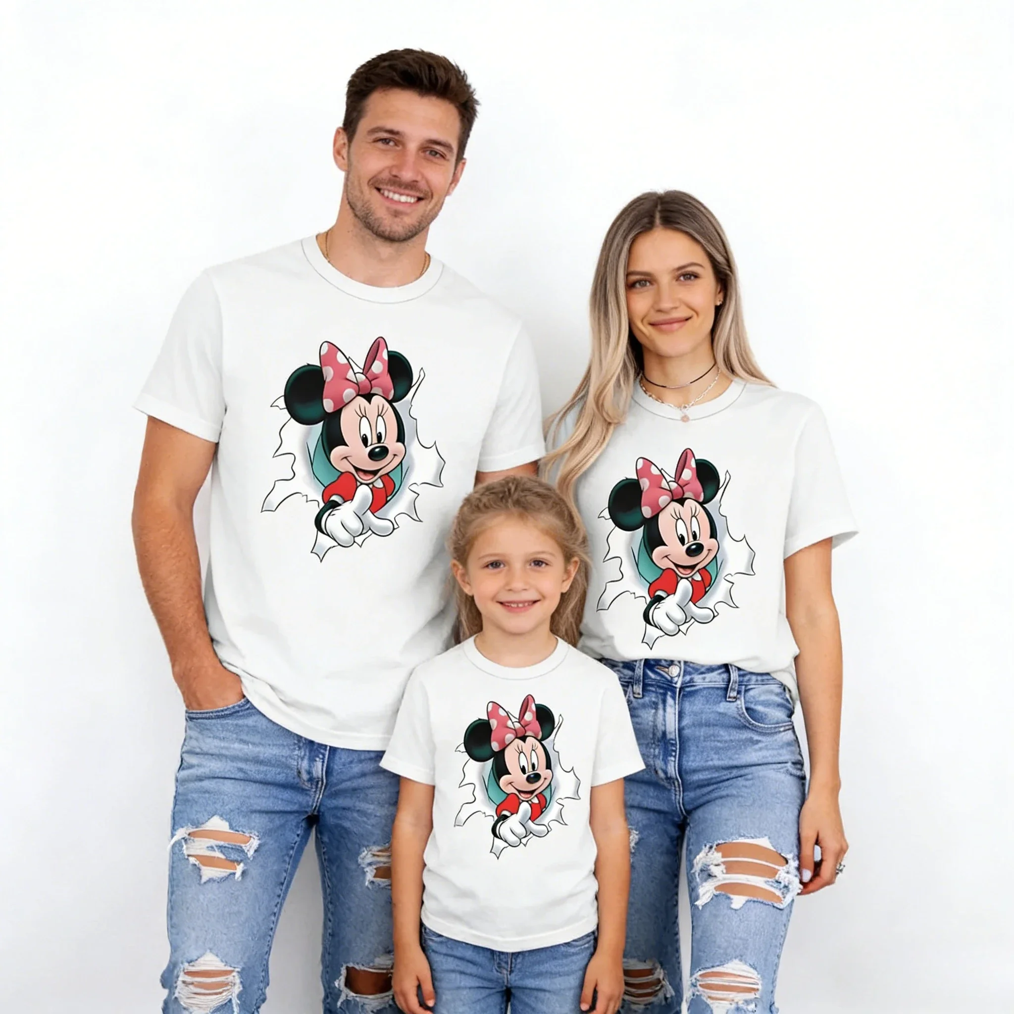 2026 Summer Minnie Breaking of Interesting Theme of Printing Super-sized Loose T-shirt Adult Filial Children Y2k