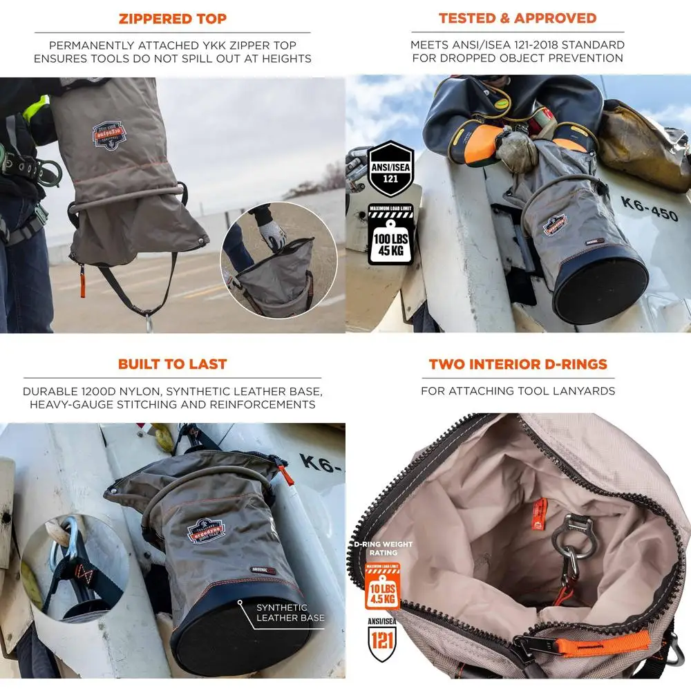 

Большая серая нейлоновая сумка-контейнер для инструментов с D-образными кольцами и застежкой-молнией от Arsenal 5973