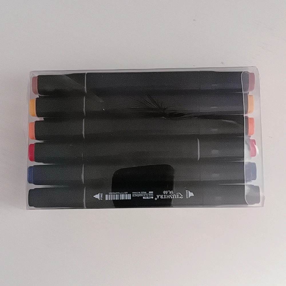 Set di 12 penne per pittura a colori, design di animazione, doppia testa, pennarello artistico multicolore