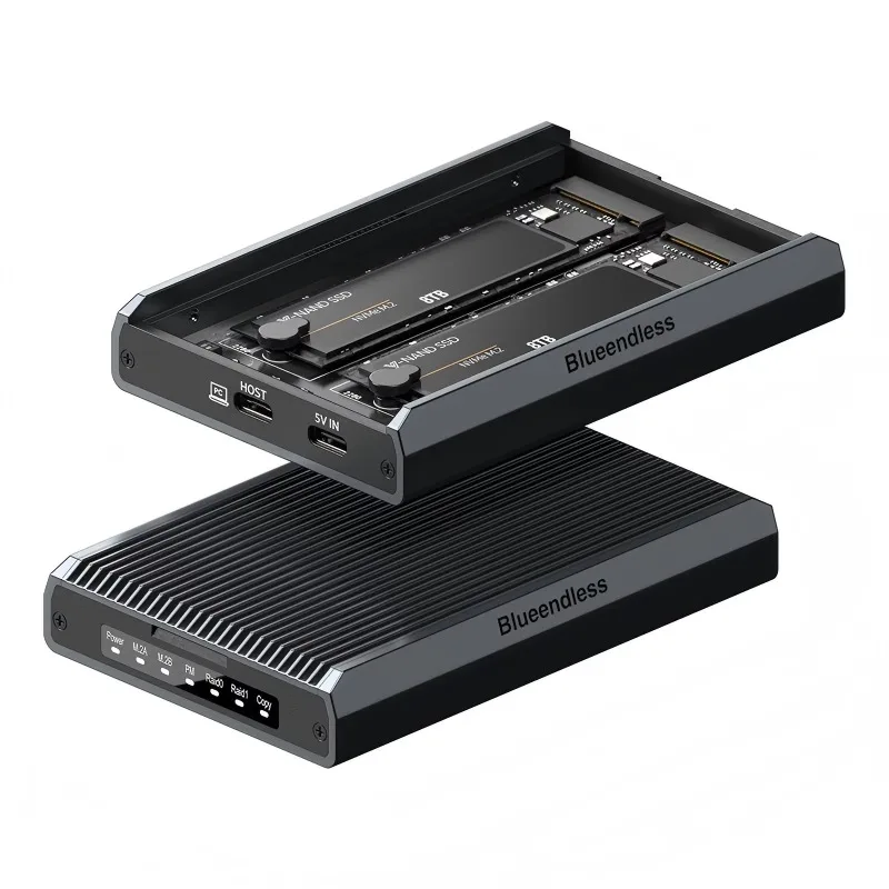 20Gbps M2 NVME SATA SSD Enclosure External Raid SATA NVME M.2 SSD Enclosure for NVME SATA M.2 2230 2242 2260 2280 SSDs