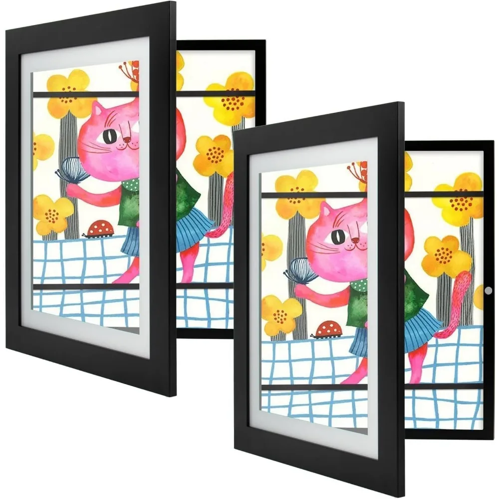 

Front Opening 10x12.5 Picture Frame Set of Two Black for Displaying Artwork at Home or Office