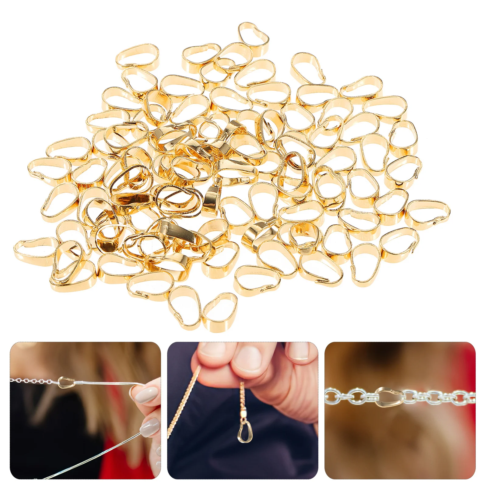 

100Pcs Necklace Pendant Clasps Jewelry Making Supplies Durable Alloy DIY Connectors Pinch Clip Clasp Bail Bail Charm Clasp