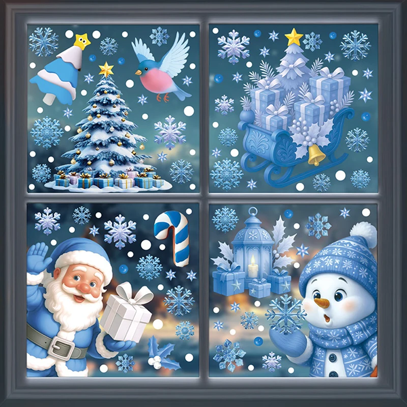 Feliciay 101 Pegatinas Electrostáticas Para Ventanas De Navidad, Reutilizables, Para Ventanas De Navidad, Papá Noel (5 Hojas