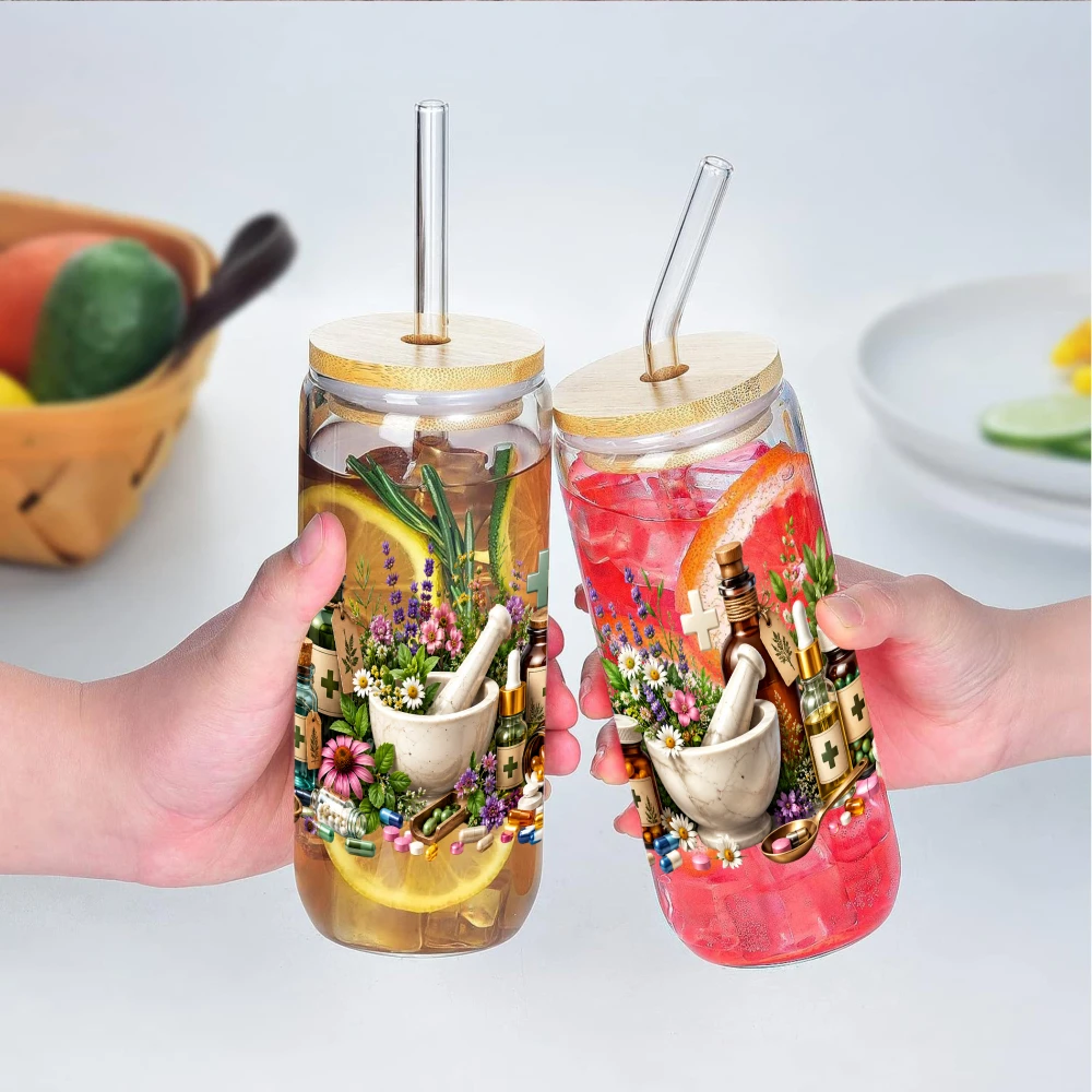 5장의 한약병 UV DTF 스티커, 유리컵용 UV DT - Herbal Wallpaper 리뷰 및 가격