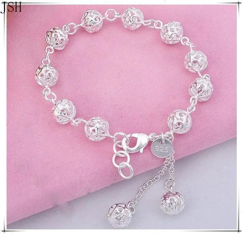 100% 925 Sterling Silver Beautiful Bracelets Noble Top Pretty Fashion Wedding Party Cute Lady Nice Ball Women Bracelet Jewelry