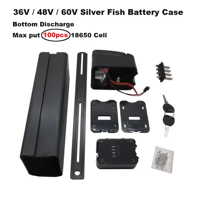 36V 48V 52V 60V 21700 Battery Box Case Cover Empty Silver Fish Battery Aluminum Housing Max 100PCS 18650