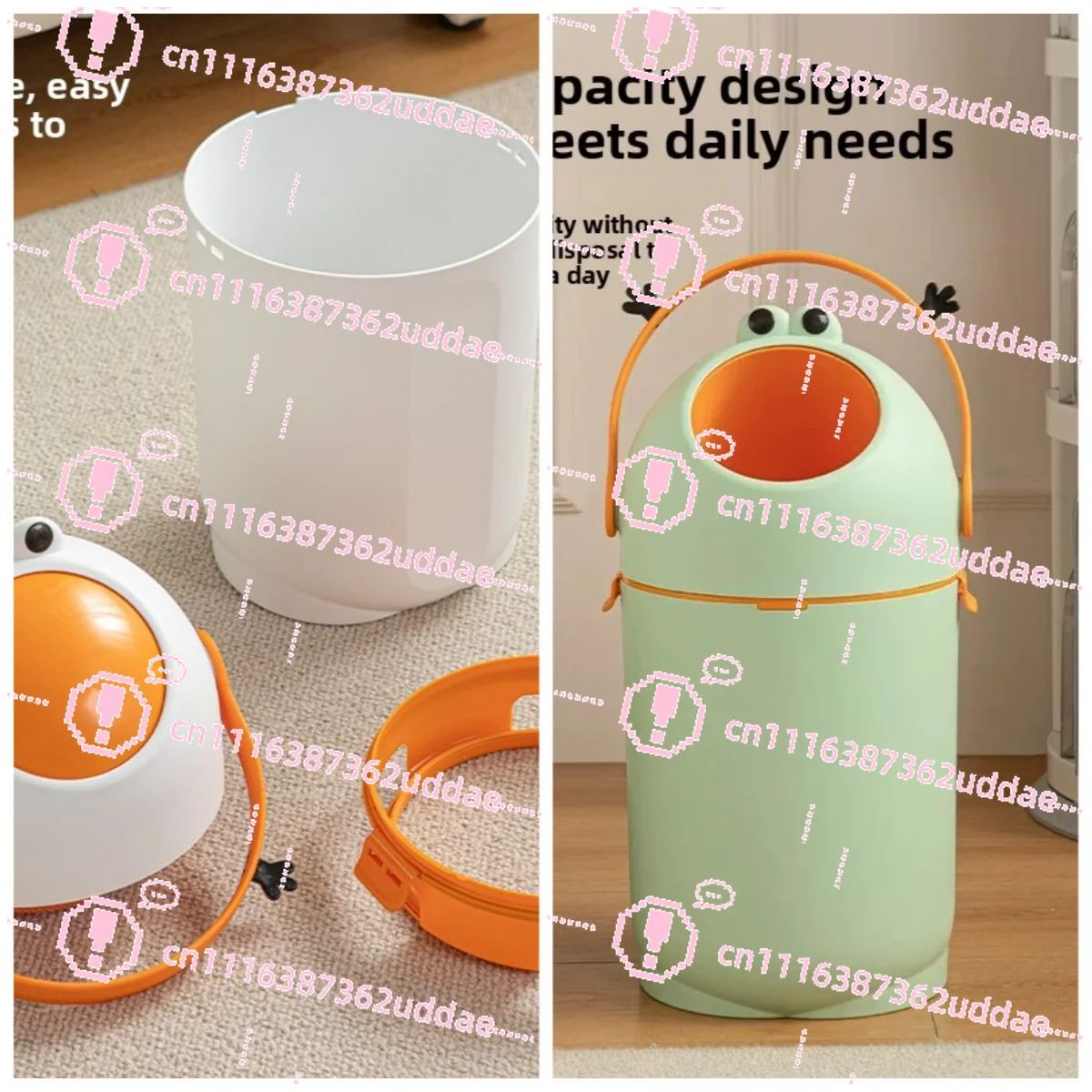 Large Capacity Cute Sealed Bucket Deodorant Paper Basket Bucket Silent Household Diaper Trash Can Anti-pet Turning Trash Can