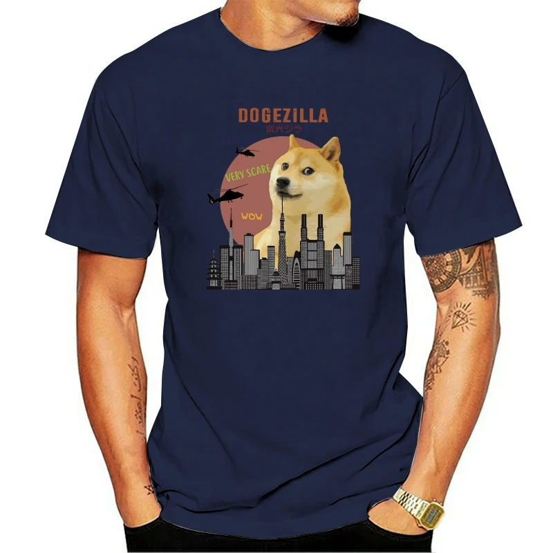 

Унисекс, 100% хлопок, Dogezilla, забавная футболка Doge Meme Shiba Inu Dog Sunset, винтажная летняя мужская футболка в стиле Харадзюку, уличная женская футболка