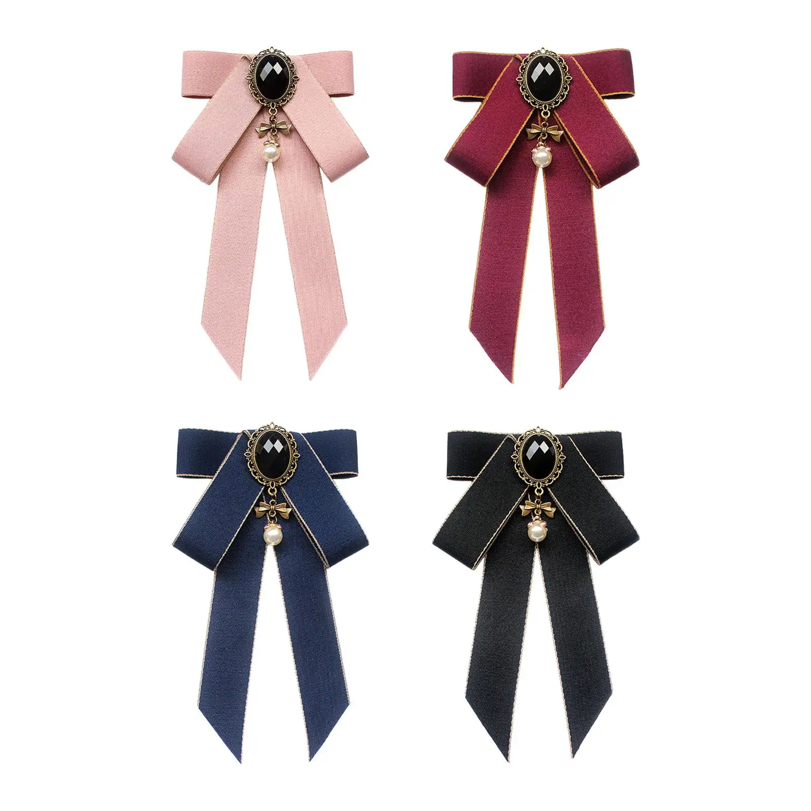 

Bow Tie Ribbon Brooch Pre Tied Bow Tie Elegant Collar Pin Women Neck Tie Bowknot Shirt Tie for Blouse Suit Shirt Uniform Wedding