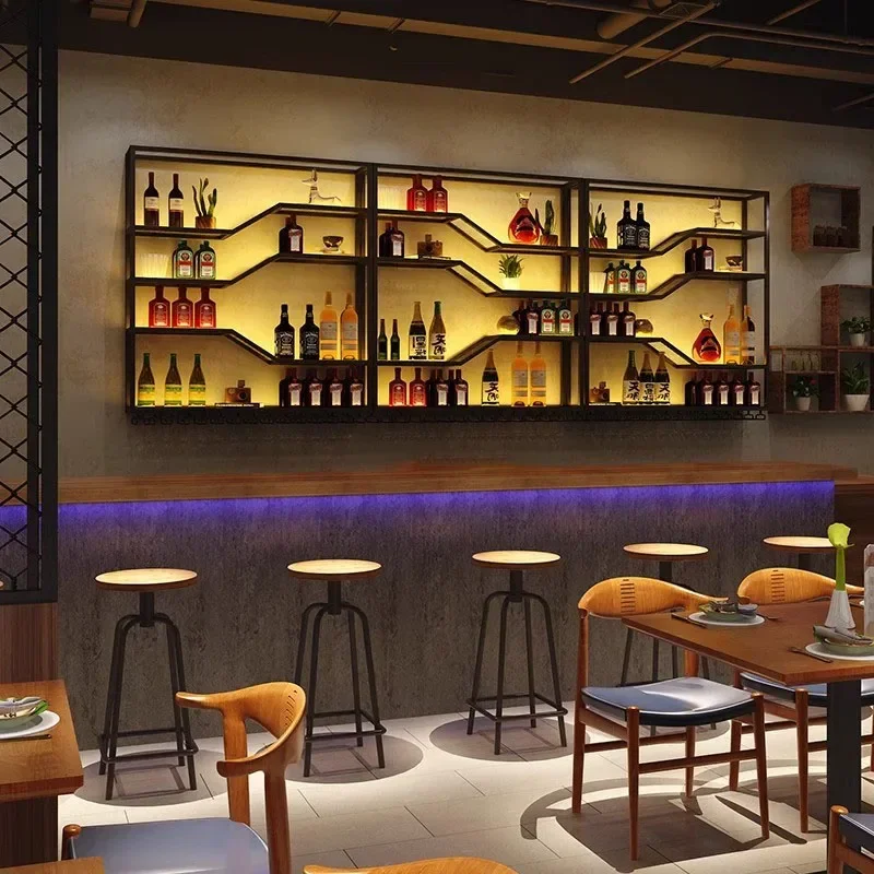 High-end restaurant wandgemonteerde wijnkast wijnkelder club cocktail display wijnrek klein modern