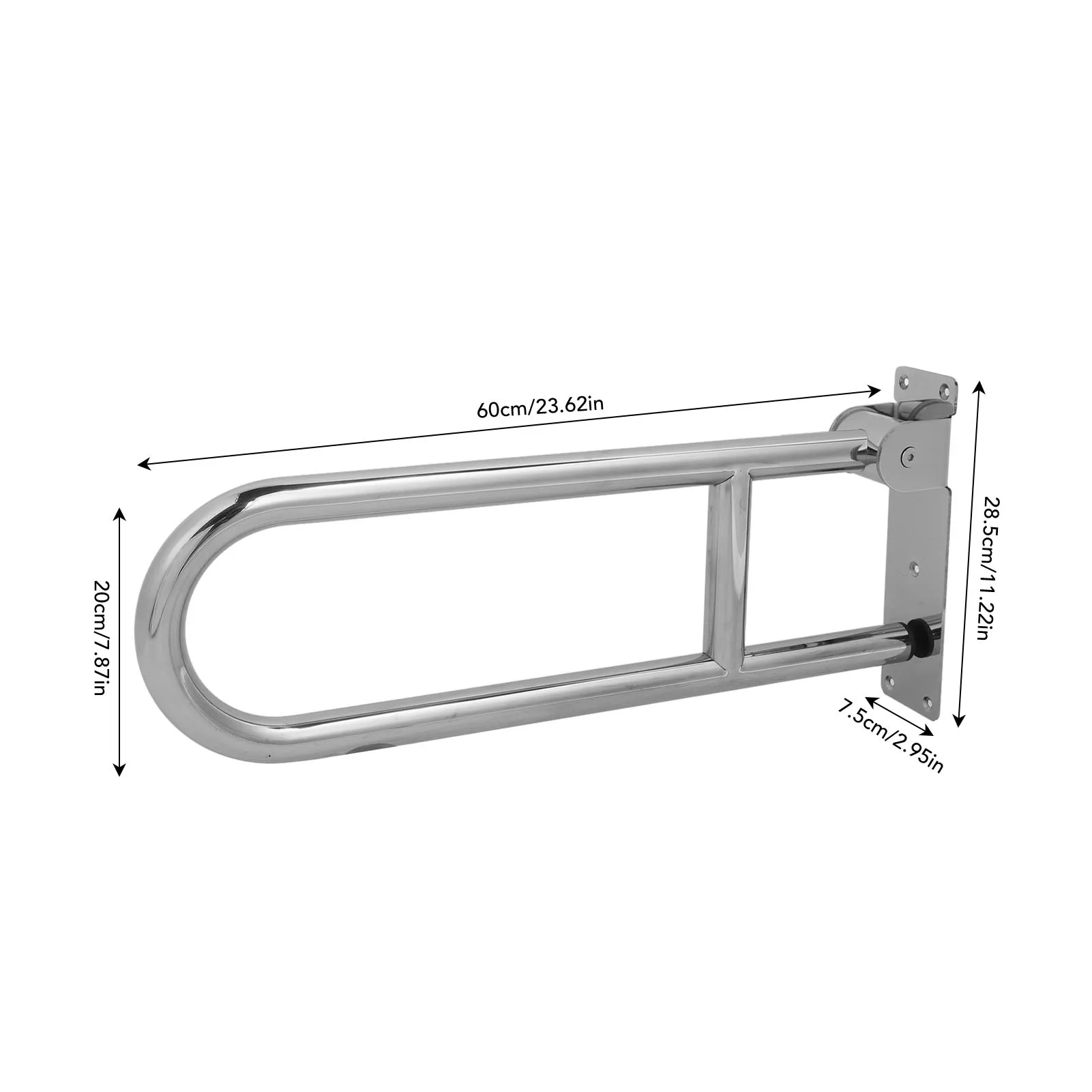 Flip Up Bathroom Grab Bar Stainless Steel Ergonomics 90° Vertical Rotation Wall Mount Toilet Handrails for Old People