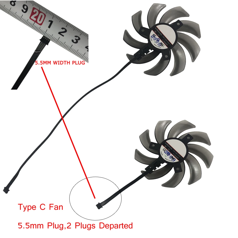 2Pcs/Set TH9210S2H-PAA01/GA91S2U/FDC10H12S9-C,그래픽 팬,GPU 냉각기,적용 대상 Gainward RTX 2060 SUPER Ghost,적용 대상 Gainward RTX 2060 Ghost OC,적용 대상 Gainward GTX 1660 Ti SUPER Ghost OC
