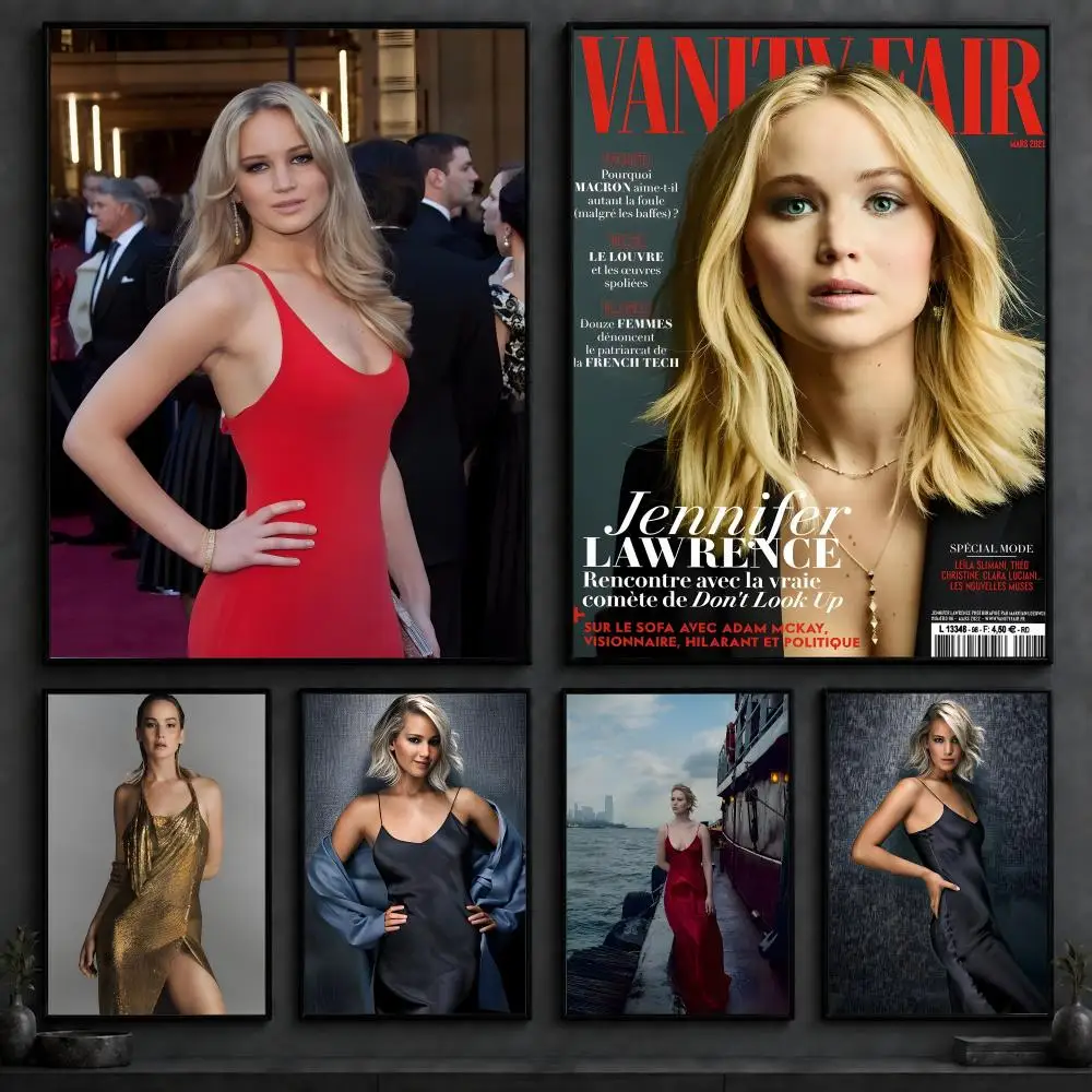 Celebrity J-Jennifer LawrenceS Poster Art  Self-Adhesive No Glue Residue Wall Decor for Bedroom Living Room