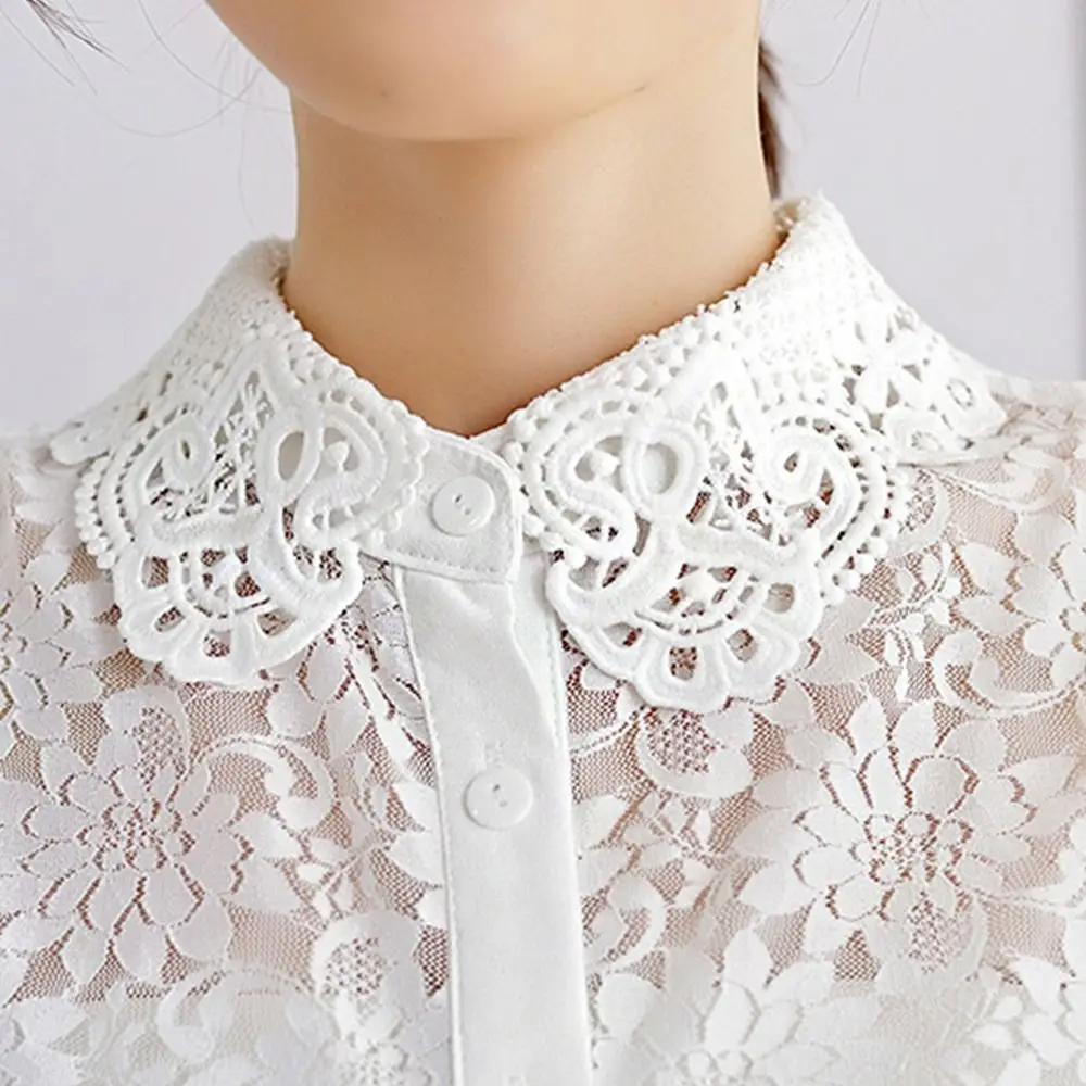 

Multi-functional Chiffon Fake Lace Collar Flower Design Detachable Lapel Collar Elegant Fake Shirt Collar for Women Girls
