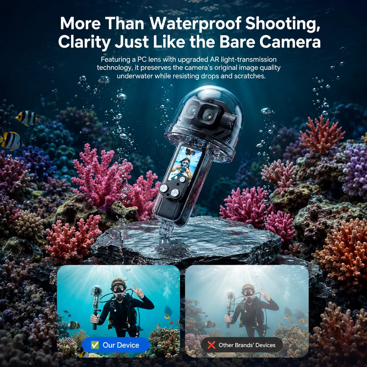 Für DJI Pocket 4 PRO Wasserdichtes Gehäuse IPX8 50m Tauchgehäuse Unterwasser-Schutzgehäuse Antibeschlag-PC-Linse Vlog-Kamera-Zubehör – Detail 5