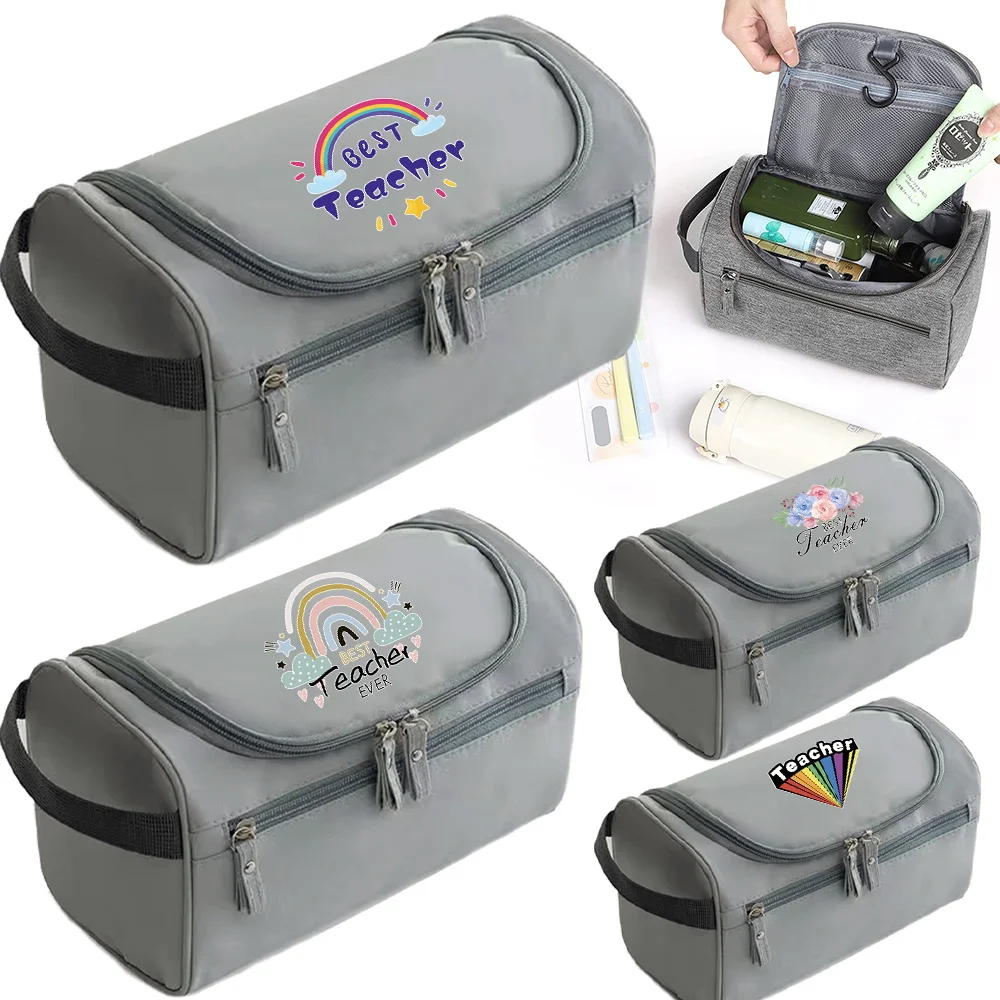 Wash Bag Luxurious Makeup Bag Essential for Washing Up Teacher Printing Series Reusable High Quality Zipper Storage Pack