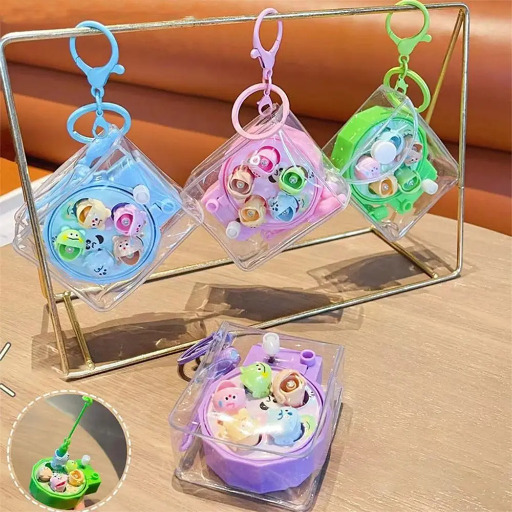 Cartoon PVC Groundhog Machine Keychain Toys Gift Fishing Reel Keychain Dolls Pendant