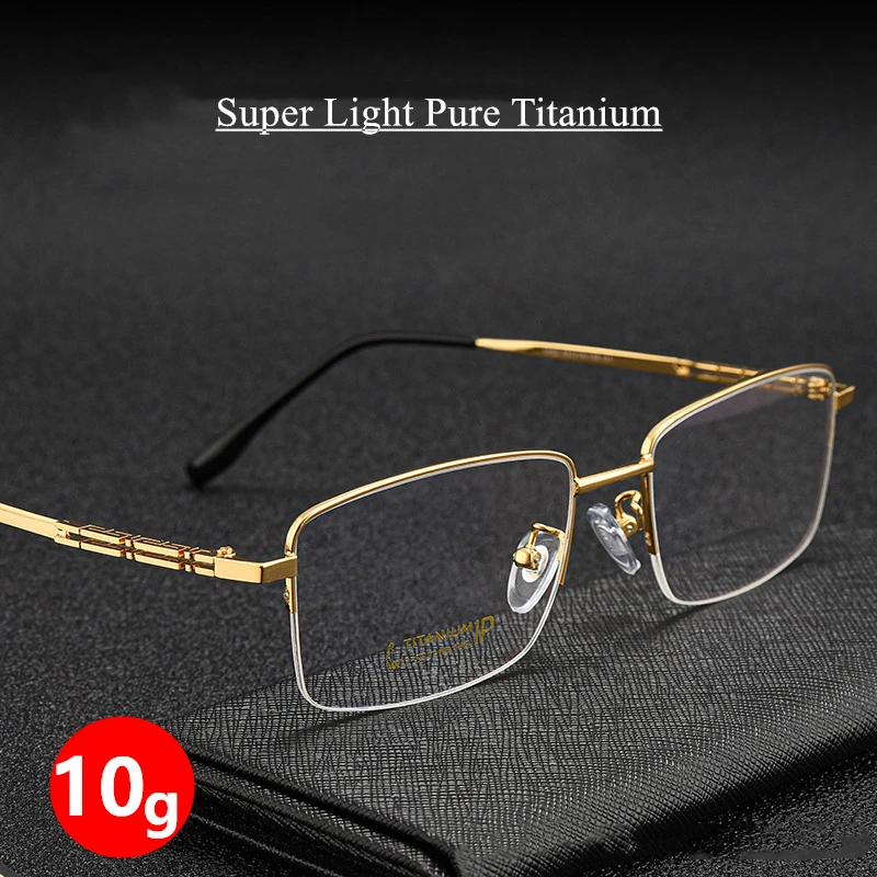 High Quality Men Pure Titanium Half-Rim Glasses Frame Ultra-Light Comfortable Business Myopia Prescription Glasses Frame