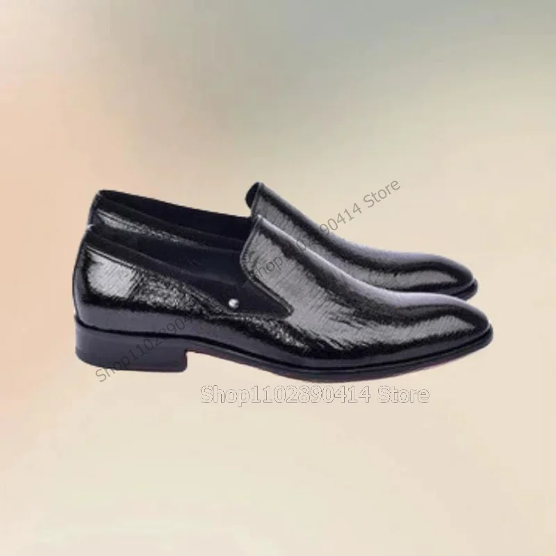 

Black Crack Pattern Rivets Decor Glitter Men Loafers Fashion Slip On Men Shoes Luxurious Handmade Party Office Men Dress Shoes