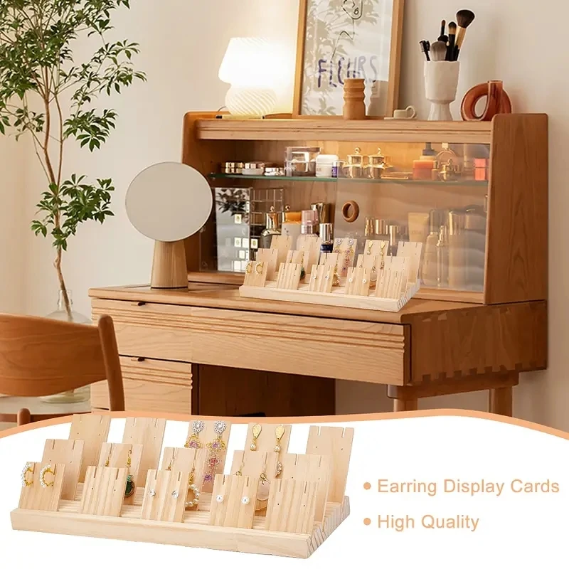 

Jewelry Wooden Display Stands Earring Necklace Organizer Holders Wood Base Jewelry Retail Exhibitor Decoration