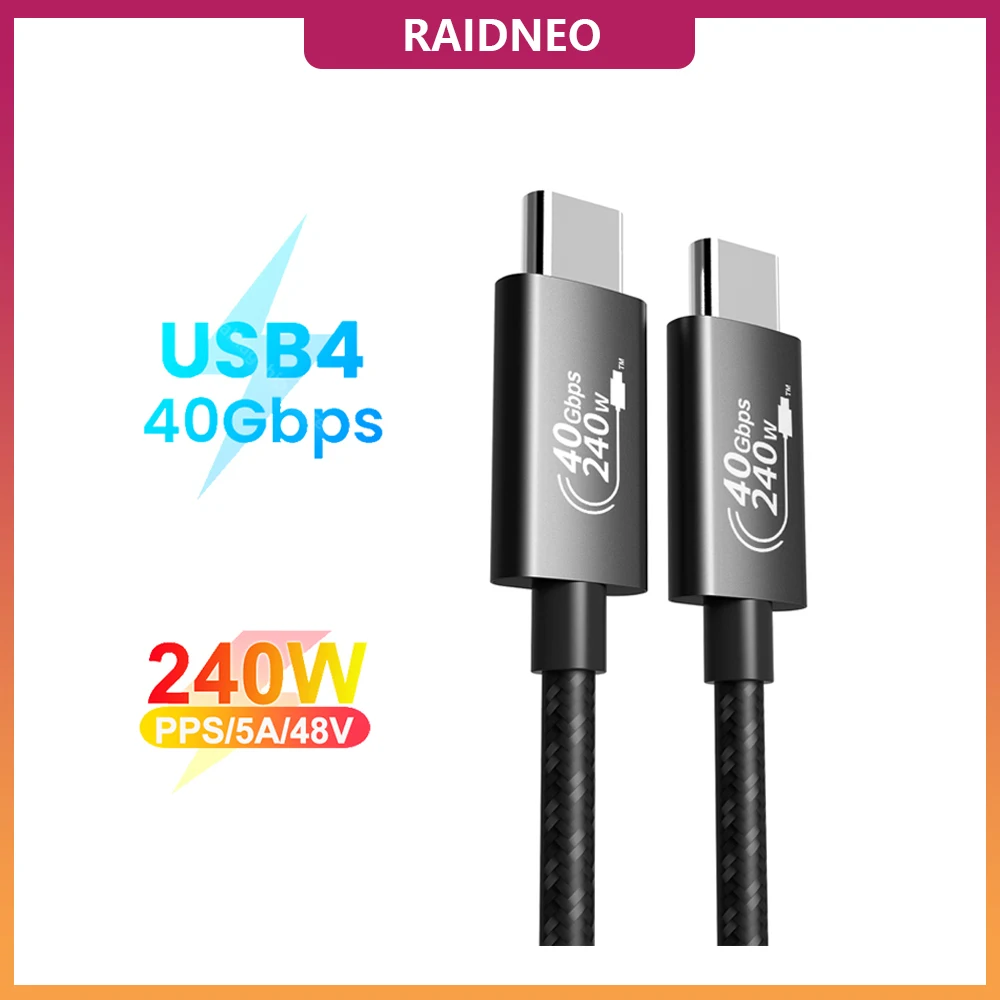 

PD 240W Fast Charge Cable USB4 Type C to C Coaxial Data Cable 48V 5A 8K 60Hz for Macbook Pro iPad Switch PC eGPU