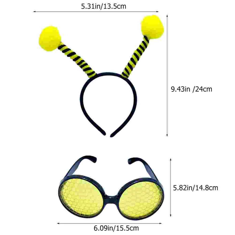 Bee Headband Glasses Halloween Pom Boppers Hairband Kids Cosplay Costume Prop Carnival Party Supplies Accessory Miss