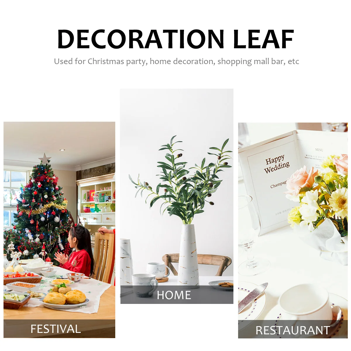 

2pcs Simulation Green Plant Decorative Leaves High Quality Christmas Party Decoration Red Green Flower Arrangement Material