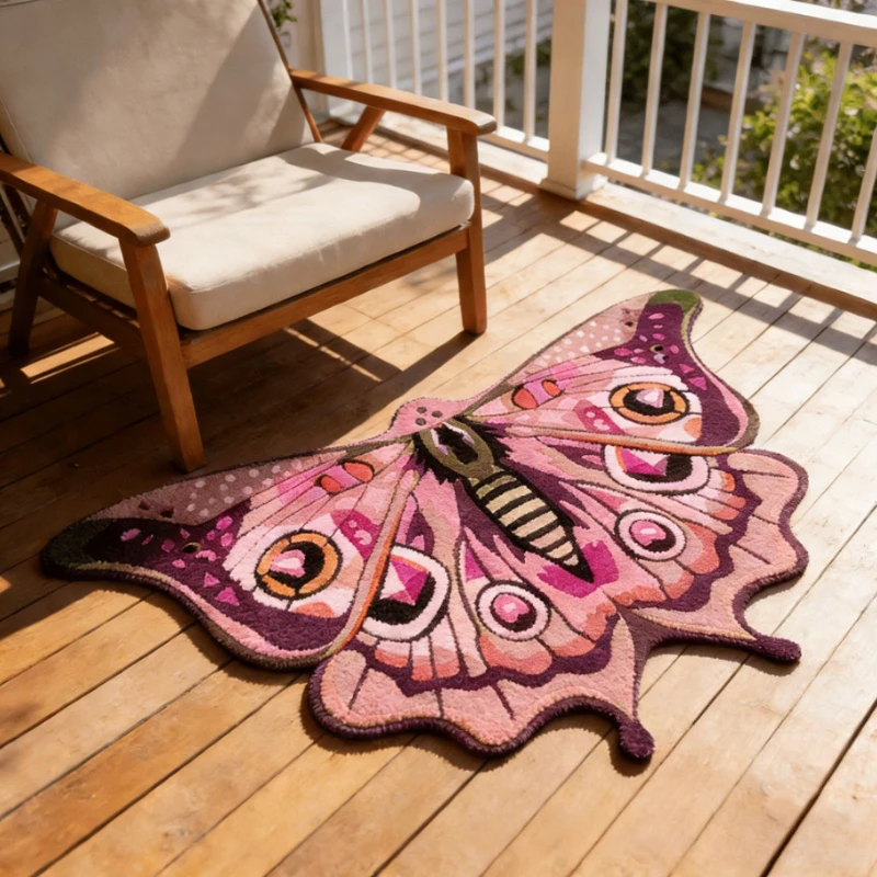 Butterfly Pattern Bedroom Decor Irregular Carpet Thicken Plush Carpets for Living Room Fluffy Soft Lounge Floor Mat Washable Rug