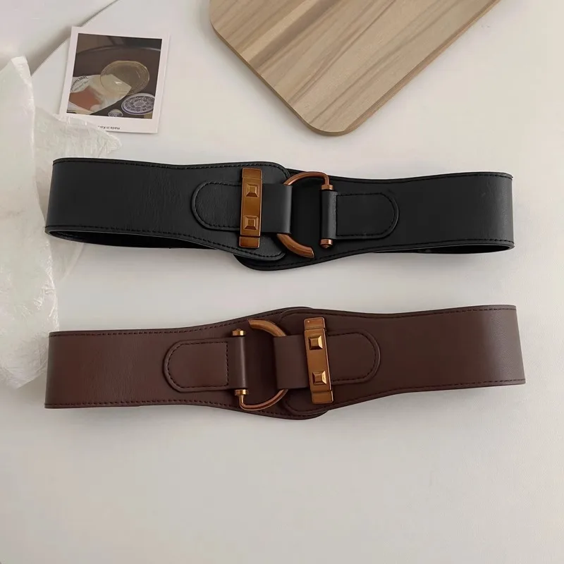 幅広ベルト レディース装飾ドレス ブラック 韓国 秋冬 エラスティックスーツ ウエストシール セーター おしゃれで多用途