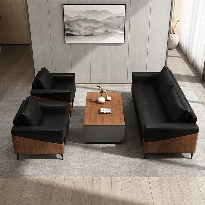 Sofa Business Reception Simple Modern Office Sofa Three-Seater Office Sofa Wholesale Coffee Table Set