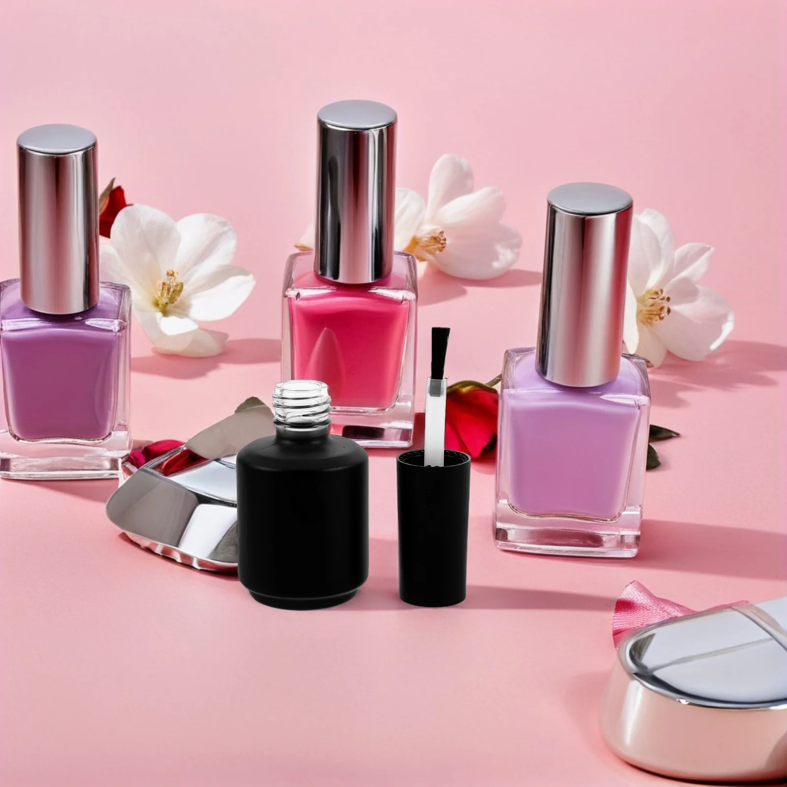 Bouteilles de vernis à ongles mat givré, bouteilles vides en verre rechargeables de 15Ml, récipient d'huile pour ongles, Mini stockage de vernis de voyage, 12 pièces