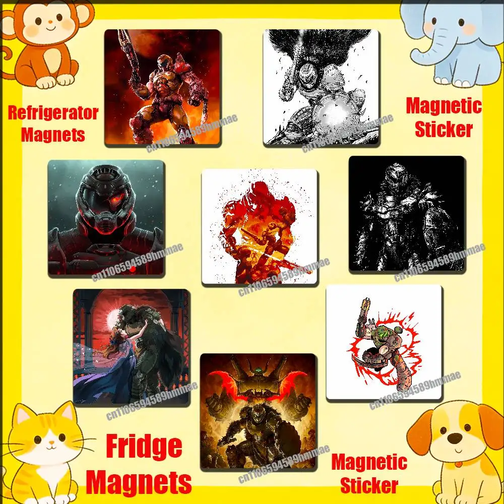 

For Game D-Doom Slayer Fridge Freezer Refrigerator Magnets Kitchen Metal Cabinet Magnetic Sticker Card