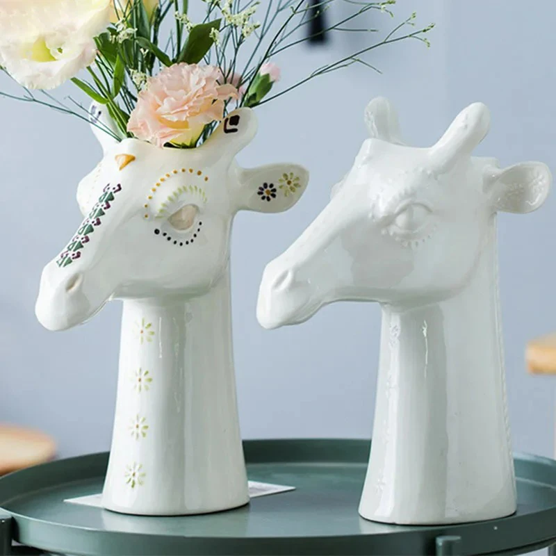 

Creative Giraffe Ceramic Vase Desk Decoration Flower Arrangement Flower Pots Giraffe Shaped Floral Vases Room Aesthetic Decor